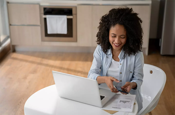 woman working on her computer